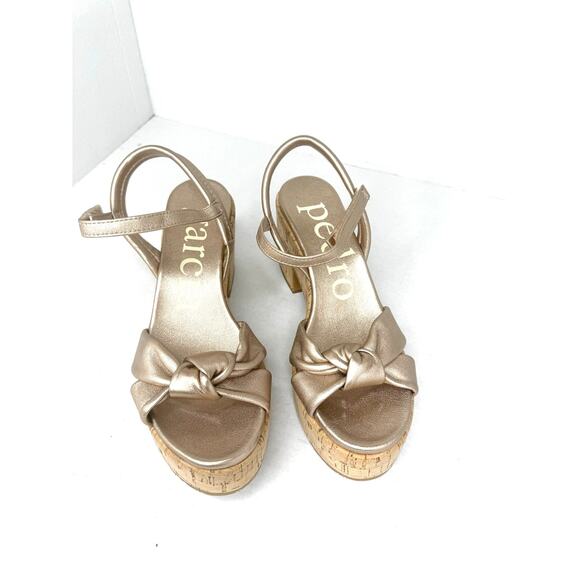 Pedro Garcia  Rose Gold Dala Slingback Platform Sandal Nappa Lame size 40.5 - Picture 8 of 10